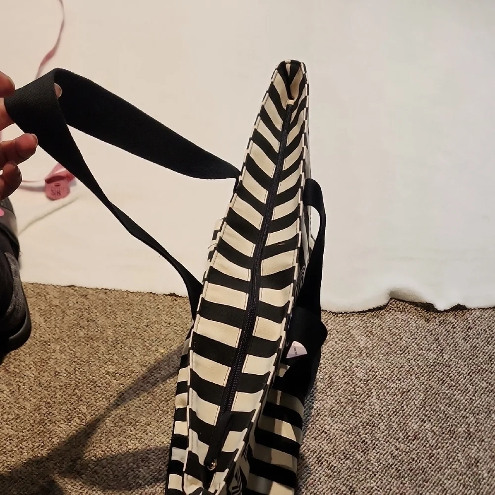 Victoria K Monochrome Striped Tote